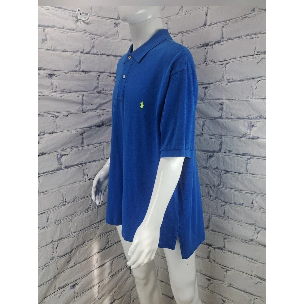 Polo Ralph Lauren Men's Polo Shirt Blue Yellow Pony Big and Tall Size 2XB